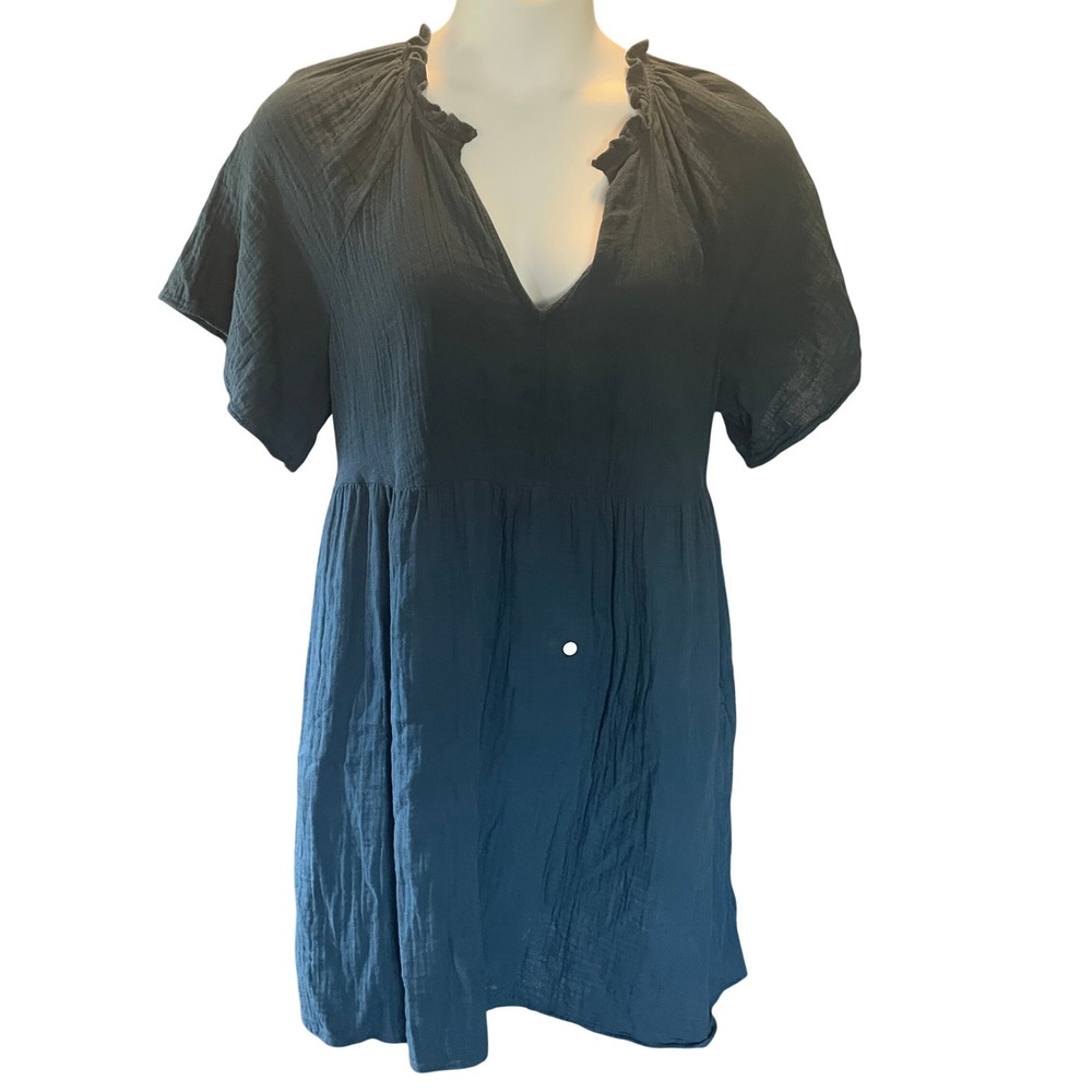 Old Navy Womens Boho Linen Blend Demi Swing Tidewater Coastal Gauze Dress Large